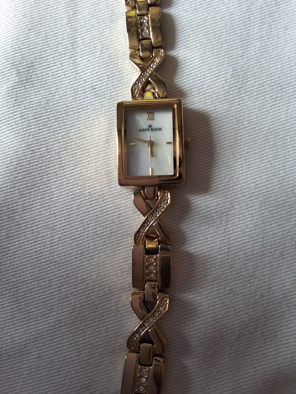 Anne Klein Gold Tone Crisscross Link Ladies Watch - Gold